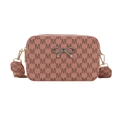 Roze vintage kleine crossbodytas met M-patroon en zilveren strikdetail voor dames - Roze