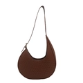 Deep brown woven crescent underarm bag with adjustable shoulder strap and retro texture - Brown (Woven)