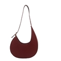 Chic burgundy woven leather crescent shoulder bag with adjustable strap for women - Red (Woven Texture)