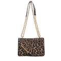 Sac bandoulière léopard avec chaîne dorée et barre métallique décorative - Léopard Marron