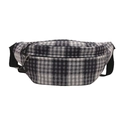 Classic black and white checkered fanny pack with adjustable strap for women - Black