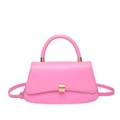 Lebendige pinke Lederhandtasche mit goldenen Beschlägen und abnehmbarem Schultergurt - Rosa