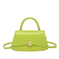 Borsa a mano in pelle verde lime con chiusura a rotazione dorata e tracolla rimovibile - Verde