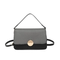Contrast color small square handbag with grey twill texture and gold buckle detail - Black