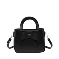 Chic black handbag with large 3D bow accent and adjustable shoulder strap for women - Black