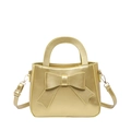 Elegant gold bow handbag for women with pearl-gloss finish and metallic handles - Gold