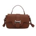 Braune quadratische Retro-Handtasche für Damen mit silberner Metallschnalle - Braun