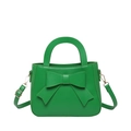 Fashionable bright green bow handbag with adjustable crossbody strap for women - Green