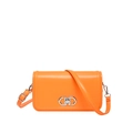 Chic orange faux leather crossbody bag with silver interlocking clasp and slim shoulder strap - Orange