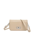Chic beige square crossbody bag with metallic lock and adjustable shoulder strap - Khaki