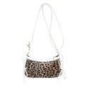 Bolso bandolera con estampado de leopardo, ribete blanco y detalles de lazos - Blanco