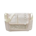 Sac à dos ita beige minimaliste avec fente PVC transparente et poches filet pratiques - Blanc Cassé