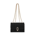 Borsa a tracolla in denim nero alla moda con trama invecchiata e dettagli dorati - Nero