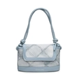 Light blue quilted denim bucket bag with knotted rope strap and leather detailing - Blue