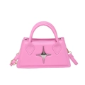 Pink star studded crossbody handbag with metallic star detail and double handles - Pink