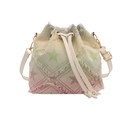 Tie-Dye Denim Beuteltasche mit buntem Sternmuster und Fransenverzierung - Pentagramm Weiß