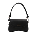 Bolso bandolera retro de cuero PU negro con letras doradas y detalle de nudo en la correa - Negro