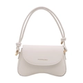 Bolso bandolera retro blanco crema con base curva y detalles de metal dorado - Blanco