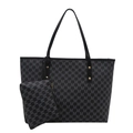 Zwarte shopper met M-patroon en bijpassende clutch van hoogwaardig imitatieleer - Zwart