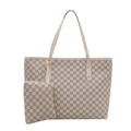 Grote retro shopper set met M-letter monogram print in een crèmewitte afwerking - Wit