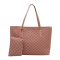 Roze shopper tas set met M-letter monogram print en bijpassend klein ritszakje - Roze