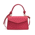 Borsa fucsia in pelle PU con trama floreale a rilievo e manico spesso annodato - Rosa