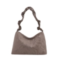 Sac hobo rétro français à motif marbré avec bandoulière froncée couleur taupe - Gris