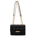Minimalist black quilted crossbody bag with gold chain strap and geometric stitching - Black