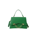 Grass green top handle box bag with thick gold chain detail and adjustable strap - Green