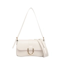 Borsa a tracolla quadrata bianco crema minimalista con fibbia a U dorata ed elegante - Bianco
