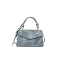 Light blue marble pattern crossbody bag with gold hardware and knotted handle design - Blue