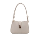 French vintage creamy white underarm bag with bronze buckle and elegant knot straps - White