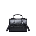 Borsa a tracolla minimalista in ecopelle nera lucida con borchie argentate - Nero
