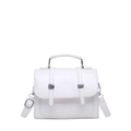 Borsa a tracolla bianca in ecopelle martellata con fibbia argentata e manico - Bianco