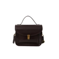 Vintage dunkelbraune quadratische Handtasche mit Goldschloss und abnehmbarem Gurt - Braun
