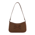 Bolso de hombro retro marrón oscuro con lazo y textura de patrón M en relieve - Marrón