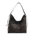 Hobo schoudertas met luipaardprint voor dames met zwarte strik en gouden details - Zwart