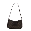 Bolso baguette retro marrón oscuro con motivos monograma y detalle de lazo - café