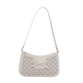 Bolso hobo blanco crema con estampado de monograma M y lazo elegante - Blanco