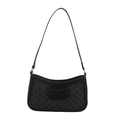 Bolso hobo negro de moda con patrón de letras M y lazo decorativo para mujer - Negro