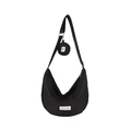 Large black nylon crescent shoulder bag with adjustable strap and mini round coin pouch - Black
