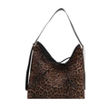 Luipaardprint shopper met zwarte schouderbanden en een klein decoratief strikdetail - Bruin