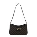 Dunkelbraune Baguette-Schultertasche mit M-Monogramm und goldener Schleifenschnalle - Braun
