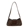 Borsa sottobraccio leopardata classica con finiture in pelle marrone e dettaglio fiocco - Leopardo Marrone