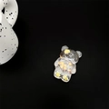 Dettaglio supporto telefono a forma di orsetto 3D con fette d'arancia e glitter dorati - Presa per Telefono Trasparente - Orso Arancia