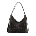 Retro-Shopper mit Leopardenmuster, schwarzem Schmetterlings-Patch und Schnürdetail - Schwarz