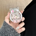 Dettaglio del supporto per telefono a forma di orso con paillettes e anello magnetico - Supporto Magnetico Trasparente - Orso Fragola