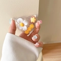Nahaufnahme der Glitzer-Herz-Handyhalterung mit kleinen Gänseblümchen und Smileys - Glitzer Lächelnde Frangipani