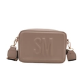Pink minimalist crossbody camera bag with wide strap and embossed SM lettering - Khaki
