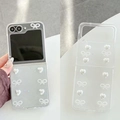 Dettagli della custodia pieghevole trasparente con cuore di perle e decorazione - Goccia di Colla Cielo Stellato-Fiocco Cuore / Samsung ZFold3